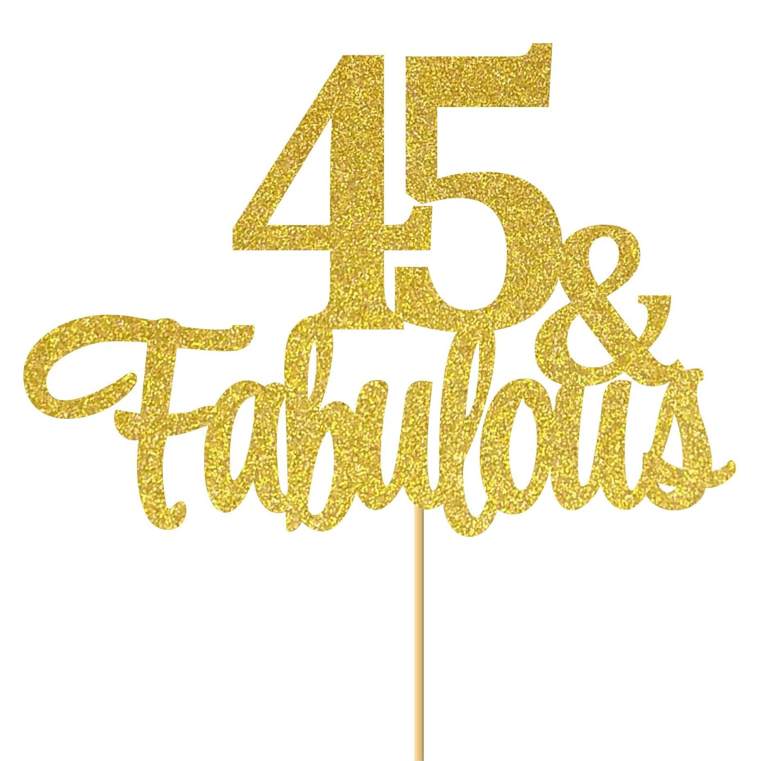 SVM CRAFT Gold Glitter 45 & Fabulous Cake Topper 45 Anniversary