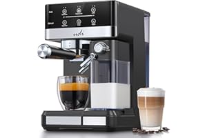 UDI Espresso Machine, 20 Bar Cappuccino & Latte Coffee Maker with Automatic Milk Frother, Auto or Manual Quick Brew Dual Boiler, Touchscreen Espresso Maker, Black