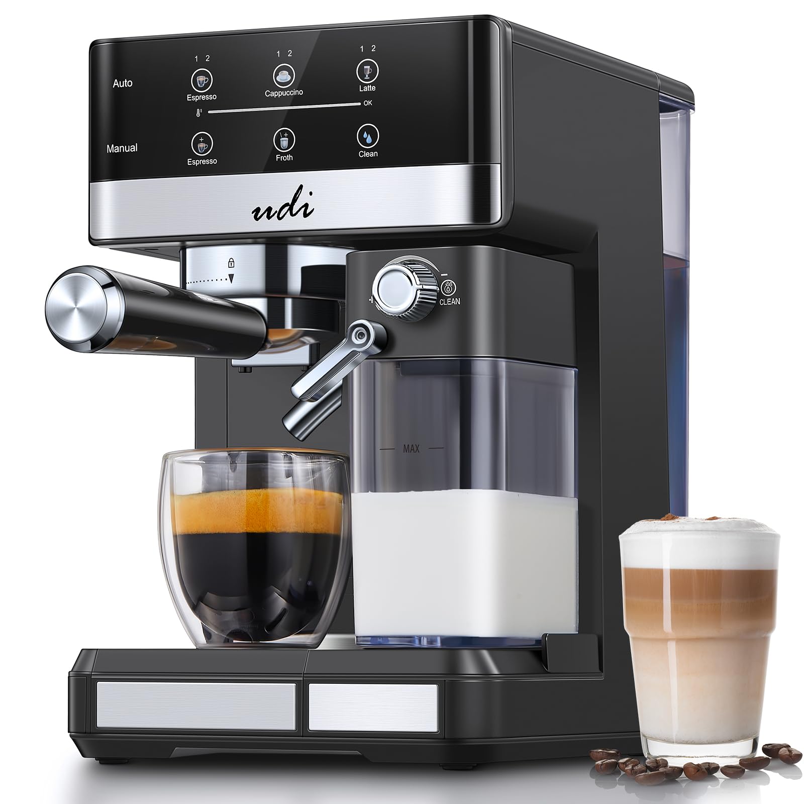Photo 1 of * majorly used *UDI Espresso Machine, 20 Bar Cappuccino & Latte Coffee Maker with Automatic Milk Frother, Auto or Manual Quick Brew Dual Boiler, Touchscreen Espresso Maker, Black