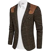 PJ PAUL JONES Men's Blazer Herringbone Tweed Sport Coats Two Button Wool Blend Formal Jacket