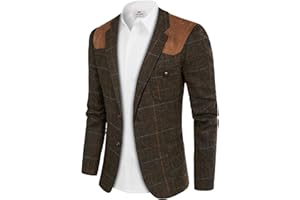 PJ PAUL JONES Men's Blazer Herringbone Tweed Sport Coats Two Button Wool Blend Formal Jacket