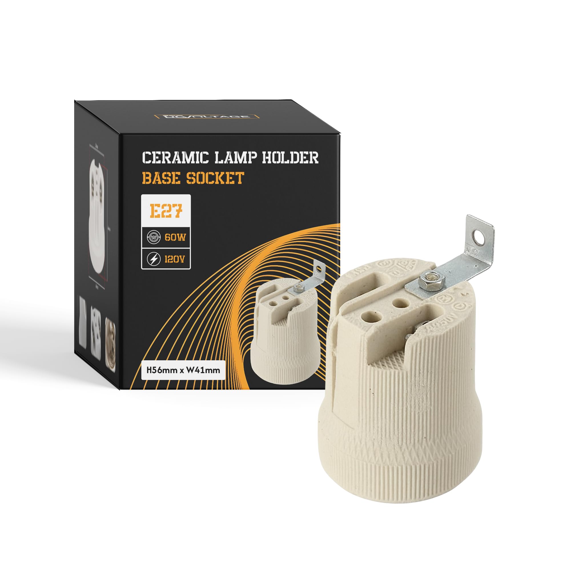 LEDSone Ceramic Porcelain Lamp Holder, E26 E27 Edison Screw Heat Vintage Lamp Light Bulb Holder, Ceramic Light Socket Incandescent, LED Bulbs Replacement- 1 Pack