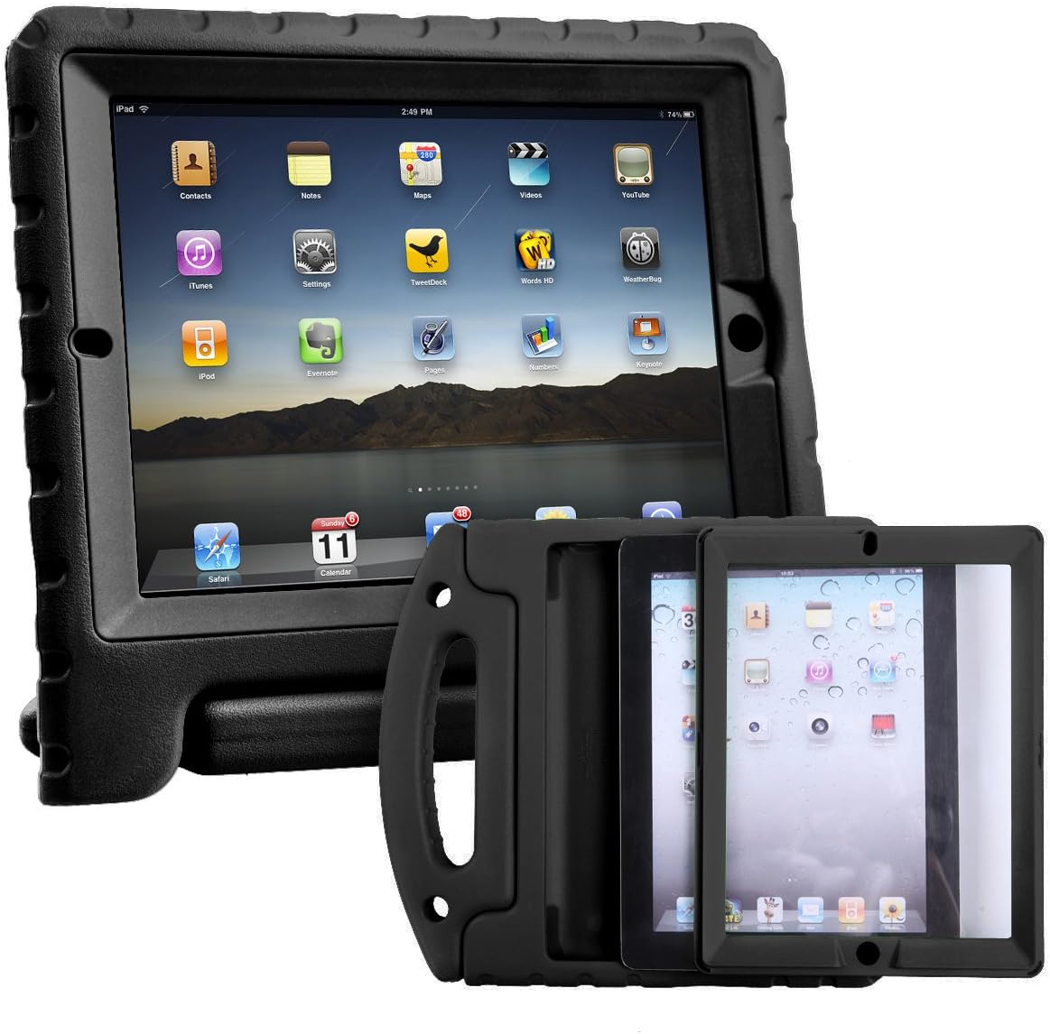 HDE Case for iPad 2 3 4 Kids Shockproof bumper Hard Cover Handle Stand with Built in Screen Protector for Apple iPad 2nd 3rd 4th Generation (Black)