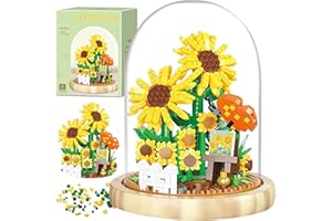 WELURE Flowers Bouquet Building Kit,558Pcs Mini Bricks Sunflower Bouquet Building Blocks Sets with Dust Cover, Adults DIY Artificial Flower for Christmas Birthday Gift Mom