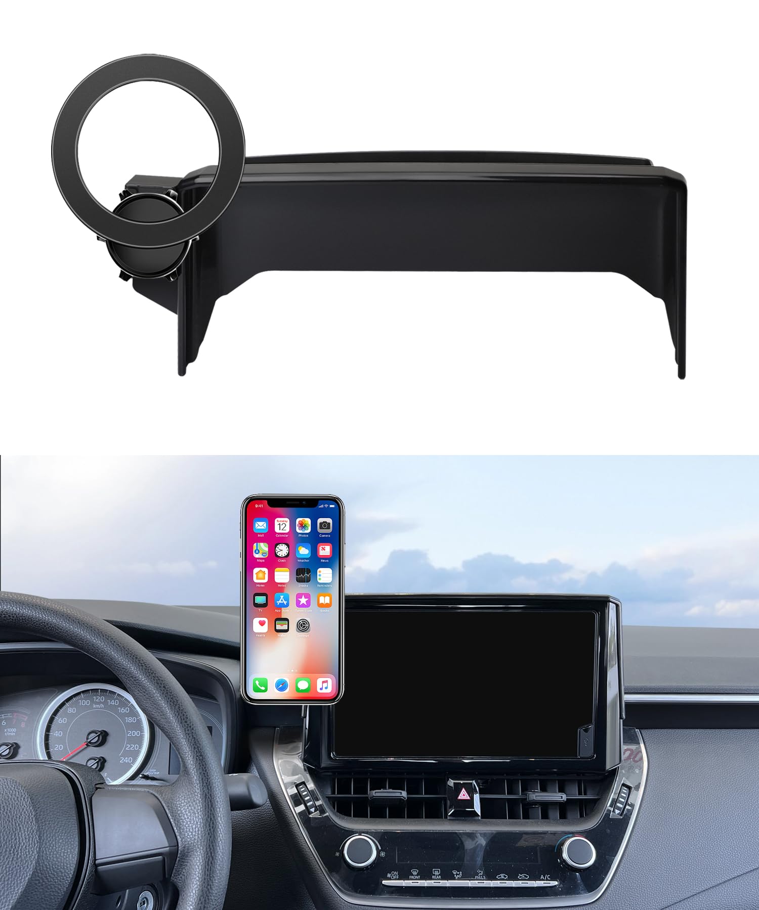 MaserWeller Car Phone Holder for 2020-2026 Toyota Corolla 2022-2026 Corolla Cross Accessories 8-inch Screen Fixed Clip, 360° Rotation Phone Mount Compatible with MagSafe, Cell Phone Holder
