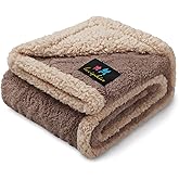 Luciphia Waterproof Pet Blanket, Liquid Pee Proof Dog Blankets for Sofa Bed Couch, Reversible Sherpa Fleece Furniture Protector Cover for Small Medium Large Dogs Cats,Khaki Small(40" x 28")