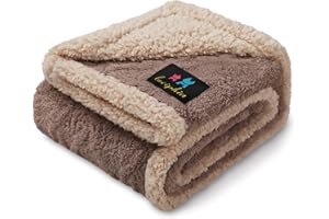 Luciphia Waterproof Pet Blanket, Liquid Pee Proof Dog Blankets for Sofa Bed Couch, Reversible Sherpa Fleece Furniture Protector Cover for Small Medium Large Dogs Cats,Khaki Small（40" x 28"）