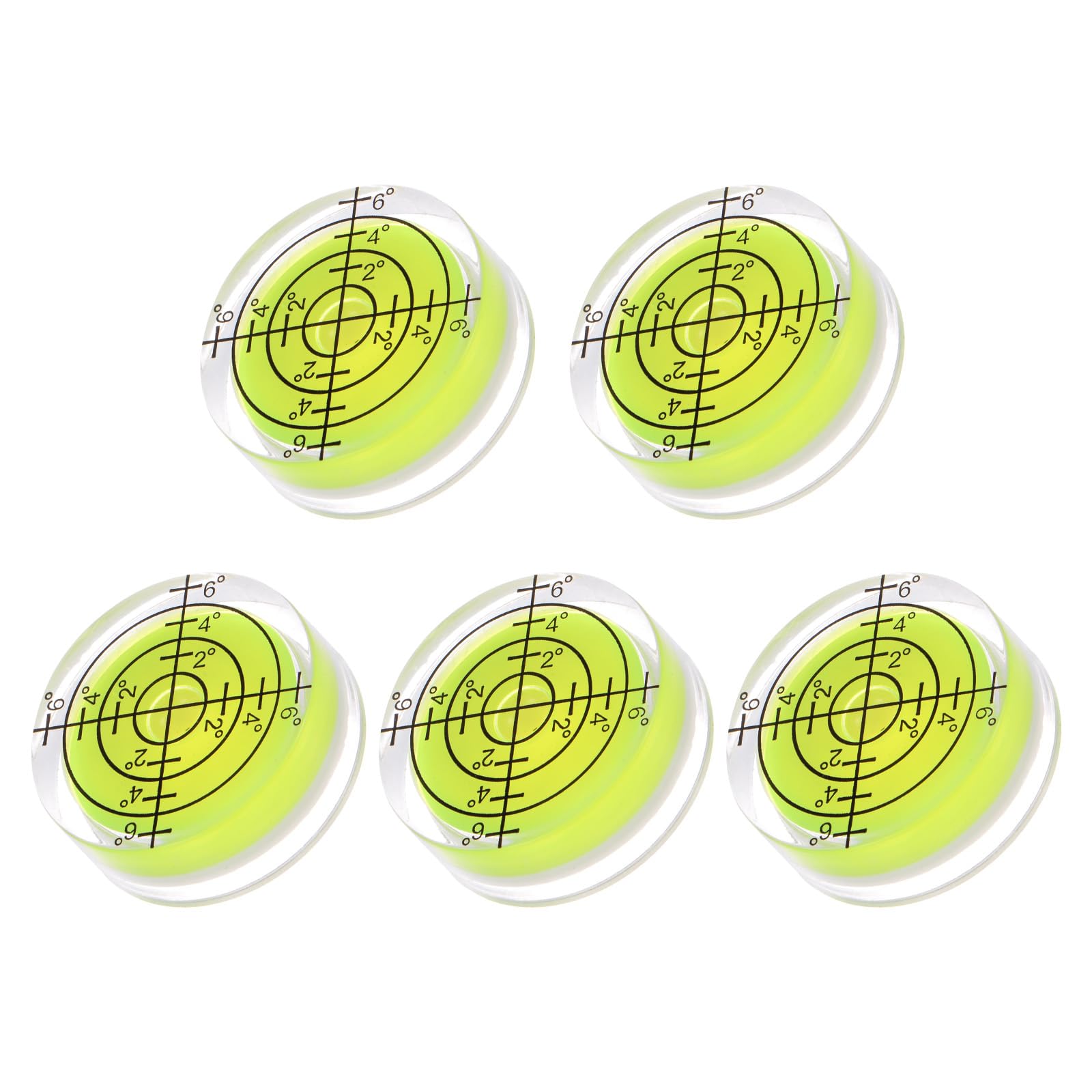 Kozelo 5pcs Small Circular Bubble Spirit Levels - [32mm Diameter 12mm Thickness] Mini Round RV Bullseye Level Leveling Tools for Travel Trailer Turntable Camera, Lime