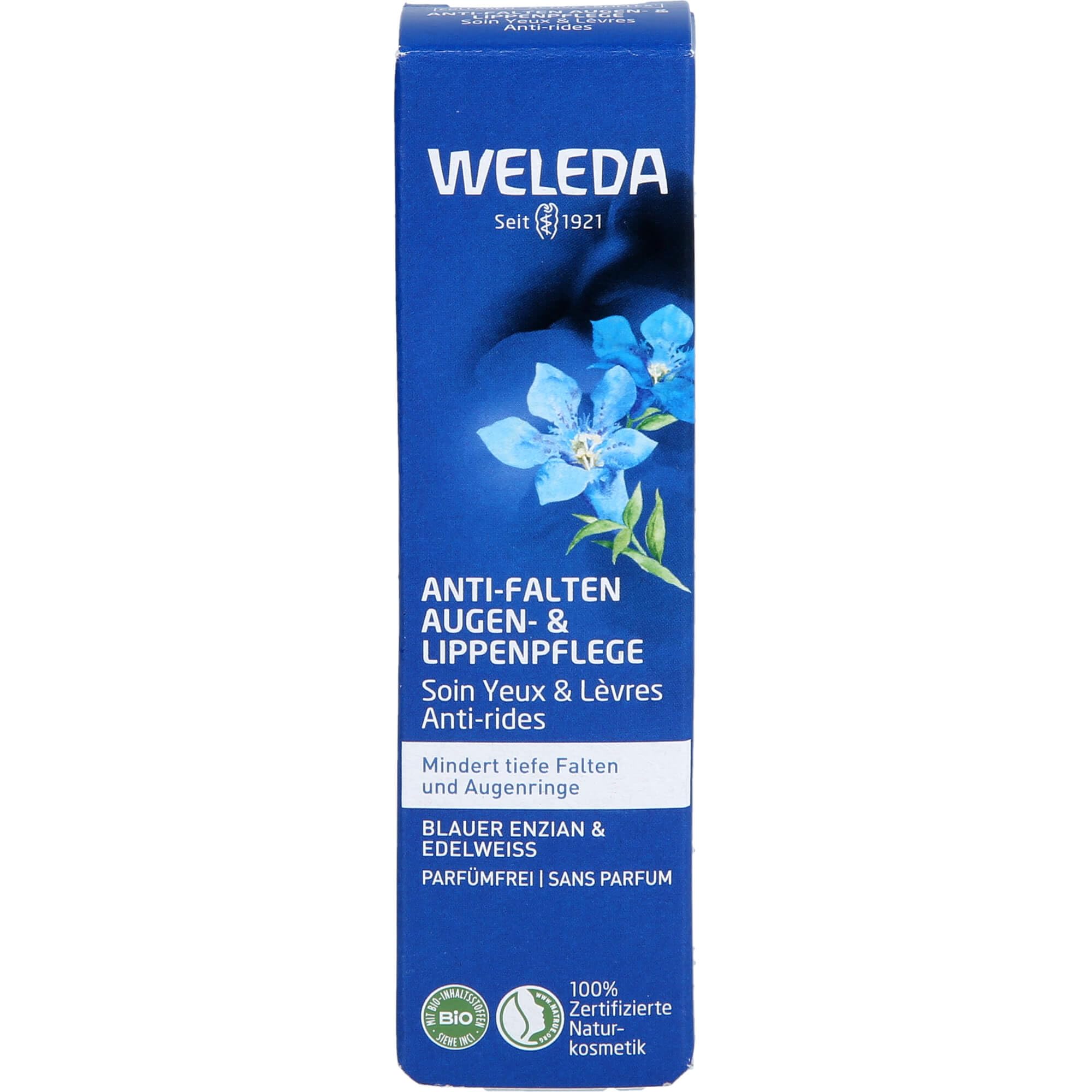 Weleda Contouring Eye & Lip Cream with Collagen Boost, Blue Gentian & Edelweiss, Natural Collagen+ Active Complex, Reduces Wrinkles & Dark Circles, Fragrance Free, Vegan, 10ml