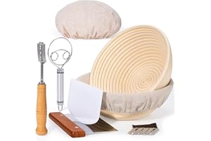 LOPLUREA Sourdough Bread Proofing Banneton Basket Set of 2-9 Inch Round Baskets for Baking and Rising, Bread Bowls Set for Sour Dough Bread Making Starter Kits Supplies and Tools