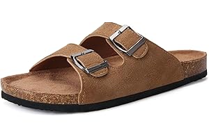 Torotto Womens Slides with Cork Footbed Open Toe Adjustable Webbing Flat Sandals for Walking | Beach | Indoor