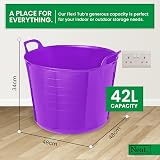 Neat 42L Flexi Tubs 3 Pack Purple Large Buckets with Handles UK Made LDPE view 2