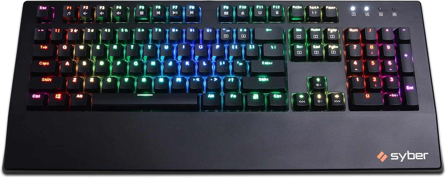 Amazon Com Cyberpowerpc Syber K1 Skmb204 Rgb Mechanical Gaming Keyboard With Kontact Black Linear Mechanical Switches Computers Accessories