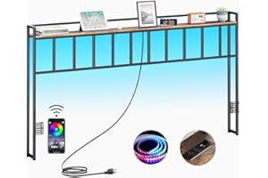 LAKEMID King Headboard, Headboards with LED Light, Outlets and USB Ports, Head Board with Storage Rack, Sturdy and Stable Headboard for King Size Bed, Adjustable Height, Easy Assembly, Rustic Brown