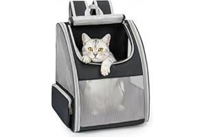 Conlun Cat Backpack Carrier for Small Dogs and Cats Fit Up to 15 Lbs,Small Dog Backpack, Expandable & Foldable with 3-Side Mesh Windows, Pet Carrier for Travel & Hiking Friendly，Gray