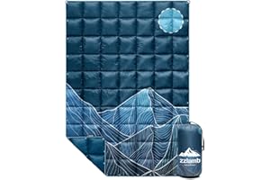 zzlamb Camping Blanket for Cold Weather,Outdoor Puffy Blanket Portable Down Alternative,Windproof Warm Cloak with Snaps,Cozy Quilt Backpacking Picnic RV Travel Plane Car Hammock Beach Climbing