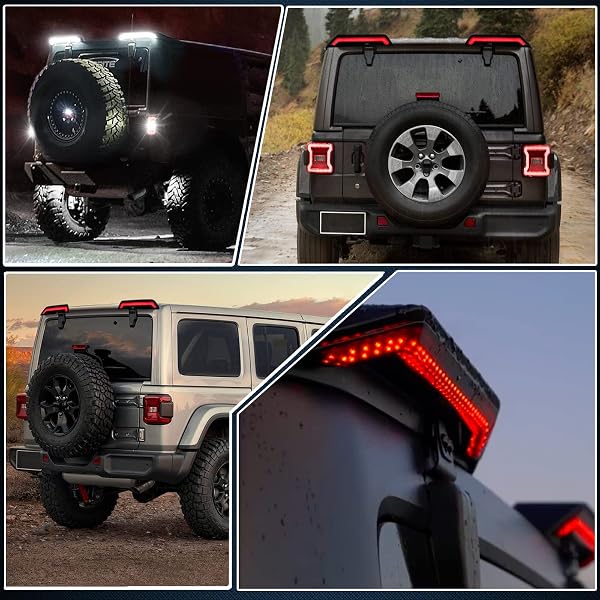 GEEGEETOP HIGH MOUNT LIGHT KIT FUNCTION AS SEQUENTIAL FLASH TURN SIGNALS BRAKE&TAIL&REVERSE LIGHTS LAMP 4 IN 1 COMPATIBLE WITH JEEP WRANGLER 2008-17 JK JKU PLUG AND PLAY (2008-2017)