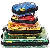 pakkabuu 4 Pack Clear Hard Shell Zipper Case - Clear Waterproof Cosmetic Bag with Zipper,Organizer Bins, Charging Cables, creative journaling, painting brushes, Christmas Storage Bins.