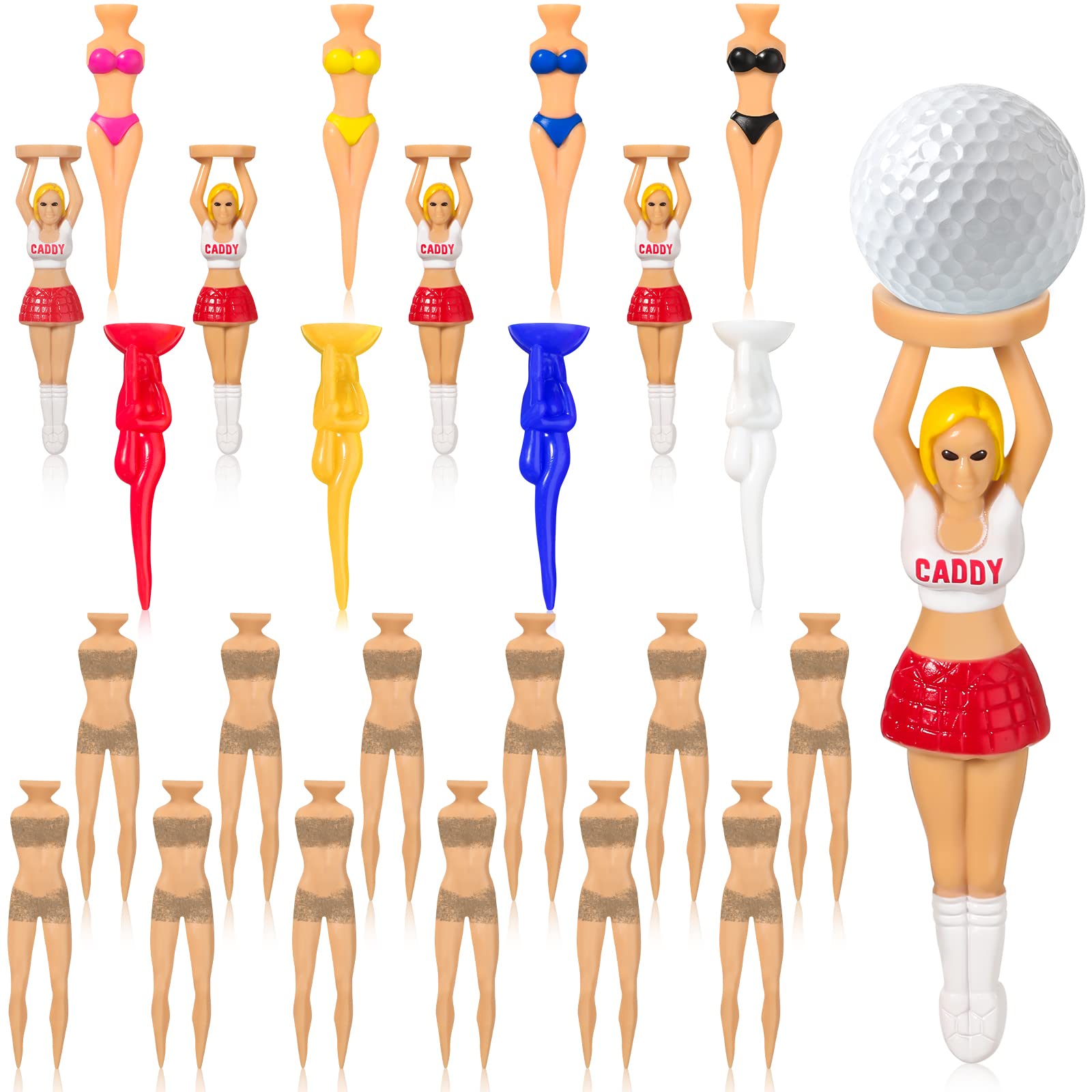 24 Pieces Funny Golf Tees Bikini Girl Golf Tees Naked Novelty Golf Tees Nude Funny Golf Accessories for Men Plastic Pin up Golf Tees for Men Women Golfer Game Training
