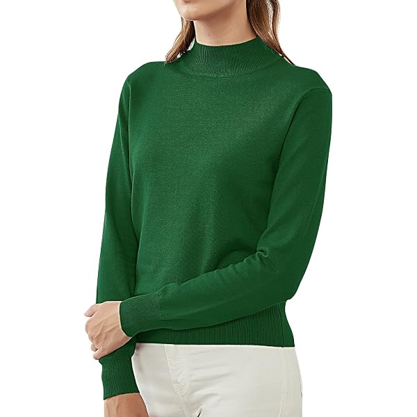 thumbnail image 2 of Woolicity Womens Mock Neck Sweater Long Sleeve Knit Sri Lanka 2 of 9