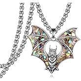 Tiaxiemo Bat Necklace 925 Sterling Silver Halloween Necklace Gothic Jewelry Gifts for Men