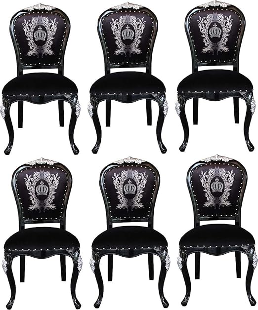 Casa Padrino Pompoos By Barock Esszimmerstuhle Mit Krone Schwarz Silber Pompoose Barock Stuhle Designed By Harald Gloockler 6 Esszimmerstuhle Amazon De Kuche Haushalt