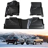 WAYIDSS Floor Mats for 2007-2014 Chevrolet Chevy Silverado & GMC Sierra 1500/2500/3500 Crew Cab, TPE All Weather Protection Front & 2nd Row Car Floor Liners Accessories 3pcs-Black