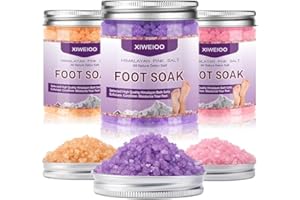 XIWEIOO Himalayan Pink feet soka Salt 3 Set Kit Lavender Scent Orange Scent Rose Scent Foot Soak Salts with Epsom Set-Foot Athletes Foot spa Itching,Foot Bath Salt Tea Tree Oil Foot Care