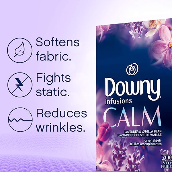 INFUSIONS FABRIC SOFTENER DRYER SHEETS, CALM, LAVENDER & VANILLA BEAN 160 COUNT