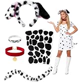 BIAOKS Halloween Animal Costume Accessories Set with Ears Headband and Tail | Choose from leopard, Dalmatian, mouse or reindeer styles with coordinated headbands, tails and matching costume accessories.