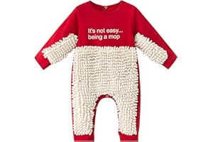 Girls Boys Cute Baby Mop Jumpsuit Funny Long Sleeve Romper Newborn Infant Perfect Crawling Footies Cleaning Mop 𝐎nesie