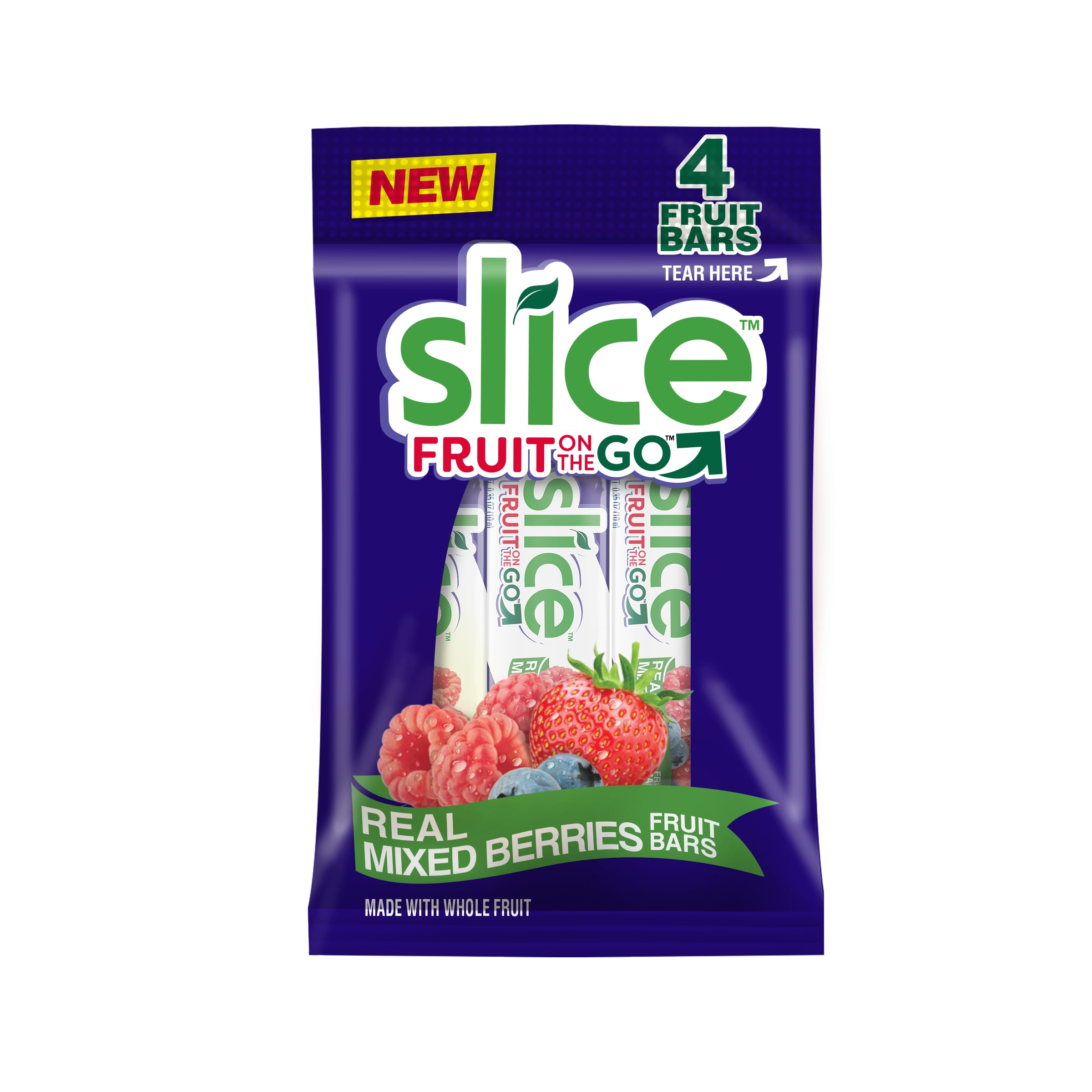 SLICE Fruit Bars, Mixed Berries, Vegan, Bulk Pack, Gluten-Free, Fat-Free, Natural Flavors & Colors, Perfect On-The-Go Snack, 12 packs of 4 0.35 Ounce Bars (48 Total)