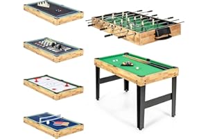 GYMAX Multi Game Table, 10 in 1 Combo Game Table w/Foosball Table, Hockey, Pool Table, Ping Pong, Shuffleboard, Bowling & 4 Board Games, Game Tables for Game Room, Home, Family