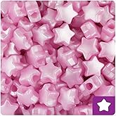 BeadTin Light Pink Pearl 13mm Star Pony Beads (250pcs)