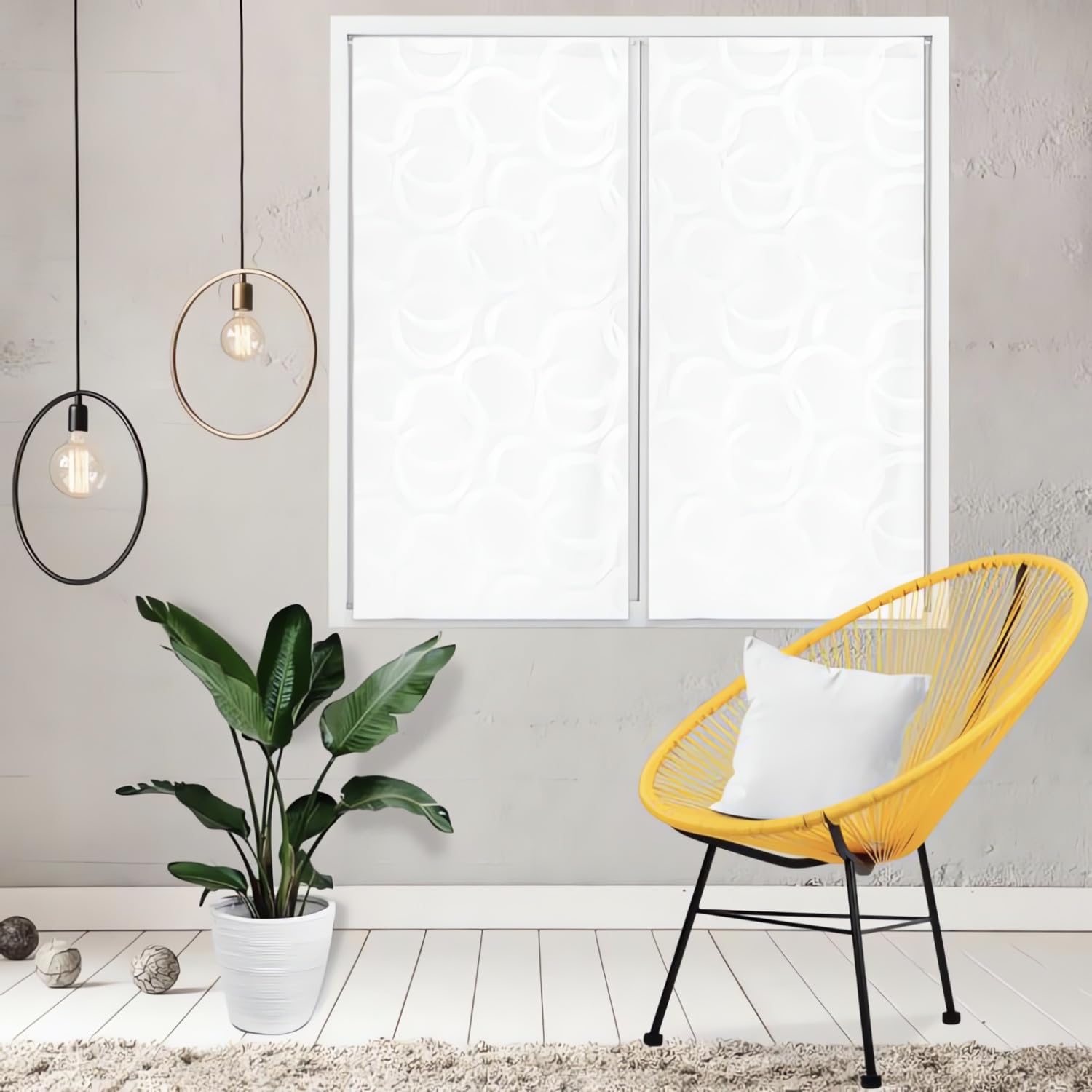Soleil d'ocre Bise-Bise Circle Polyester, White, 60 x 120 cm