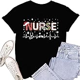 SUWATOIN Women's Nurse Shirts Funny Nurse Life Short Sleeve T-Shirt Top
