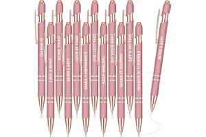Zonon 12 Pcs Inspirational Pens Bulk Funny Ballpoint Pen with Stylus Tip Motivational Gifts for Christmas Teacher Coworkers Nurse School Office Supplies(Rose Gold,Boss Lady)