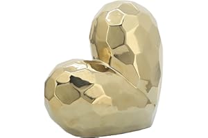 SAGEBROOK HOME Sagebook Home Creative Abstract Ceramic Heart Sculpture, Room, Office Decor or Gift, Gold, 12 L x 5 W x 12 H Inches