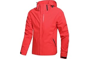 Hikevitang Men's Lightweight Waterproof Rain Jacket,Shell Hooded Outdoor Raincoat Hiking Windbreake jacket