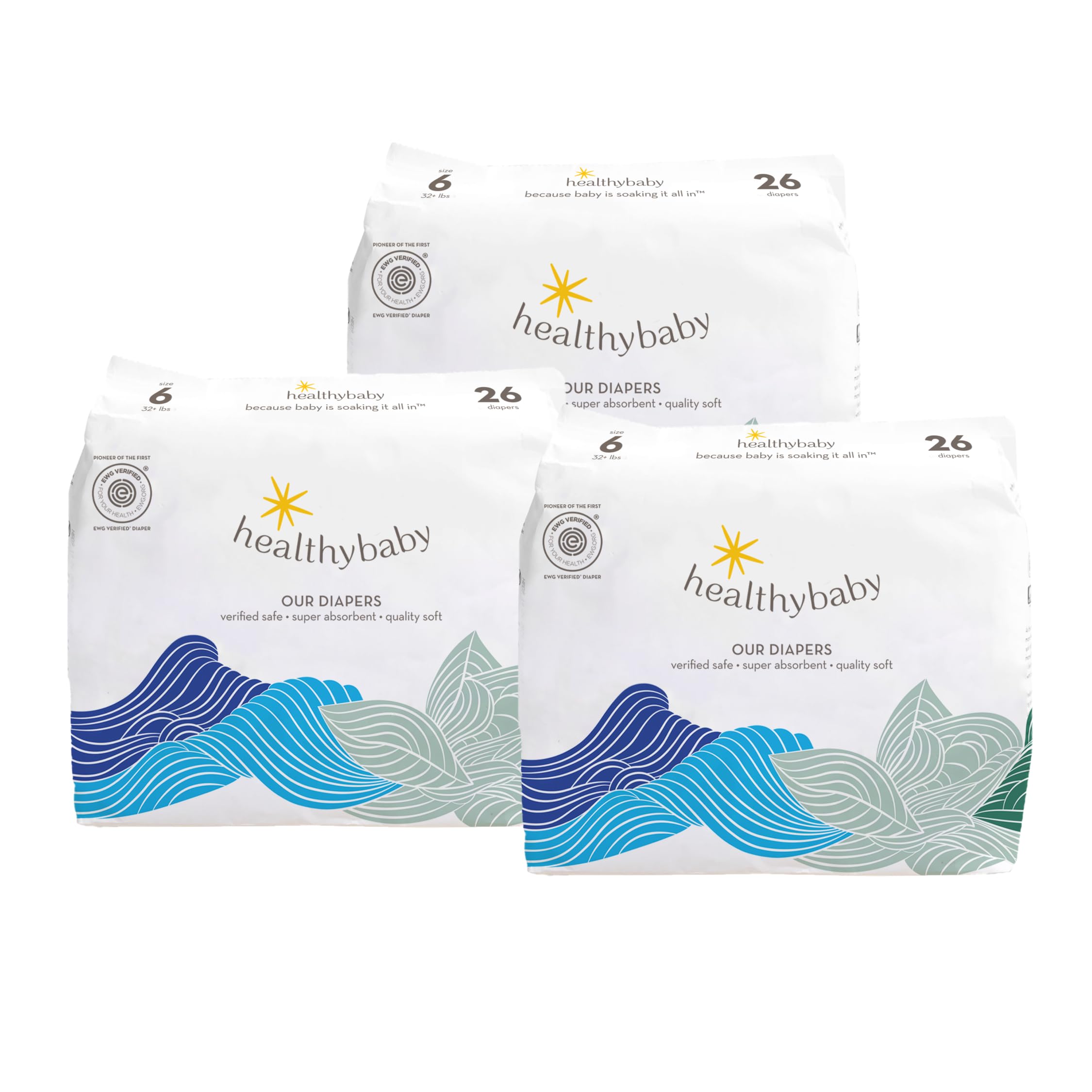 Photo 1 of Our Diapers | EWG Verified Safe & Plant-Based Diapers | Leak Protection | Soft Organic Cotton Shell | Chlorine-Free Diaper for Sensitive Skin | Size 6 (27-35 lbs) 78 Count