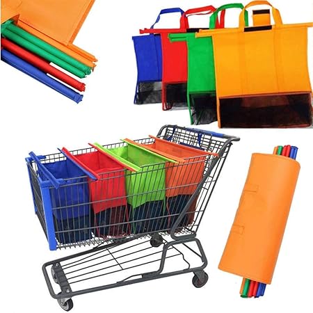 Decdeal Set Di 4 Sacchetti Da Inserire Nel Carrello Della Spesa Buste Della Spesa Riutilizzabili Del Supermercato Del Carrello Per Le Donne Valigeria Borse Cestini E Trolley Per La Spesa