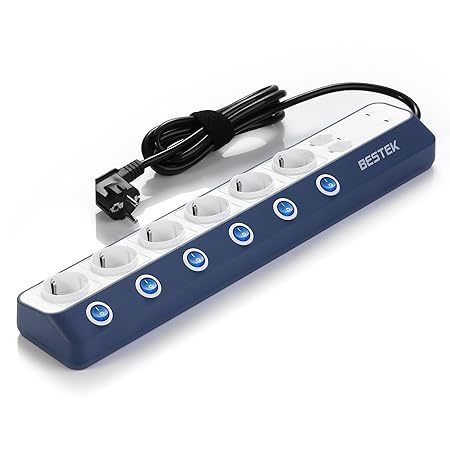 Mehrfachsteckdose, BESTEK 6 Fach Steckdosenleiste Wandmontage, mit 900J Überspannungsschutz und 4 USB, Steckerleiste Stromver