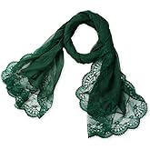 corciova Chiffon Extra Long Dark Emerald Green Sheer Head Silk Scarf Lightweight Evening Pashmina Shawl and Wrap for Women