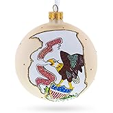 Illinois State, USA Glass Ball Christmas Ornament 4 Inches