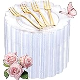 LIYH 200 Pcs Clear Plastic Plates and Gold Forks Disposable Dessert Plates 7.5" Clear Cake Plate,Baby Shower Plate Set for Weddings Birthday Bridal Showers Afternoon Tea