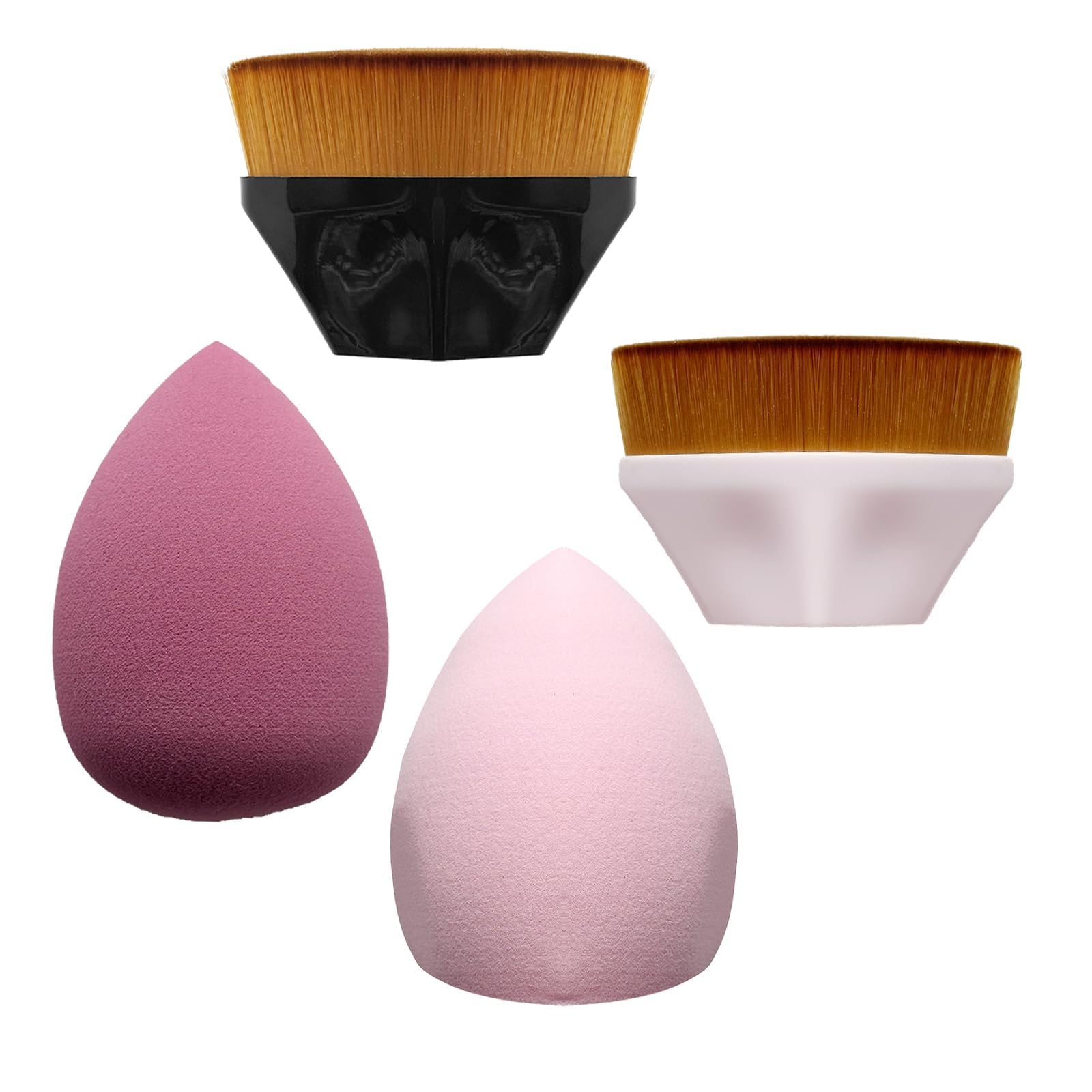 2 x Foundation Brush 2 x Makeup Sponge Soft Touch Foundation Brush Flower Shape Suitable for Creams or Blending Liquids