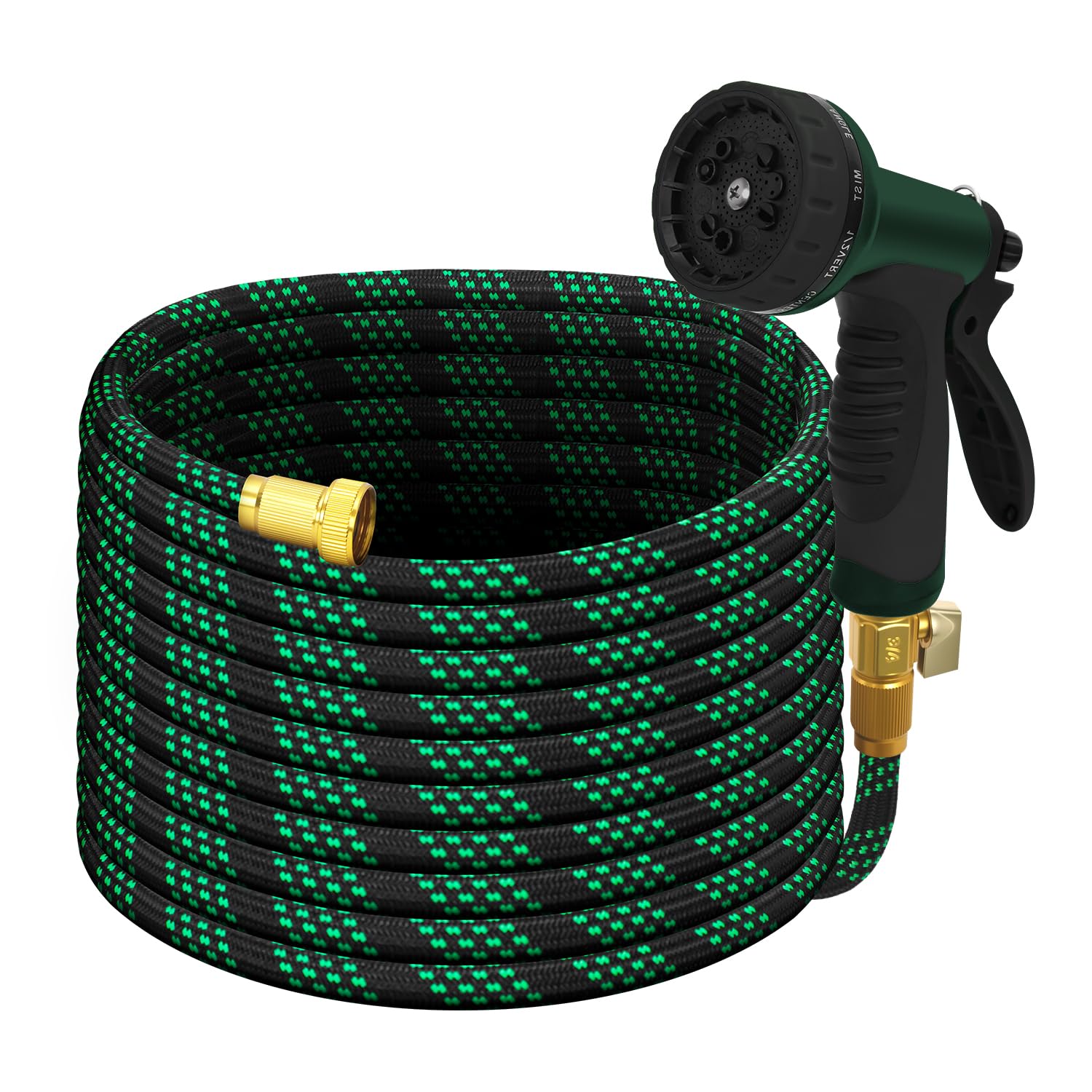 Photo 1 of 100FT Premium Garden Hose Ultra Lightweight Non-Expanding Design 100 FT Watering Hose with 10 Function Nozzle, Kink & Tangle-Free, Leakproof & Pressure Resistant for Yard/Lawn/Camping (Black&Green)