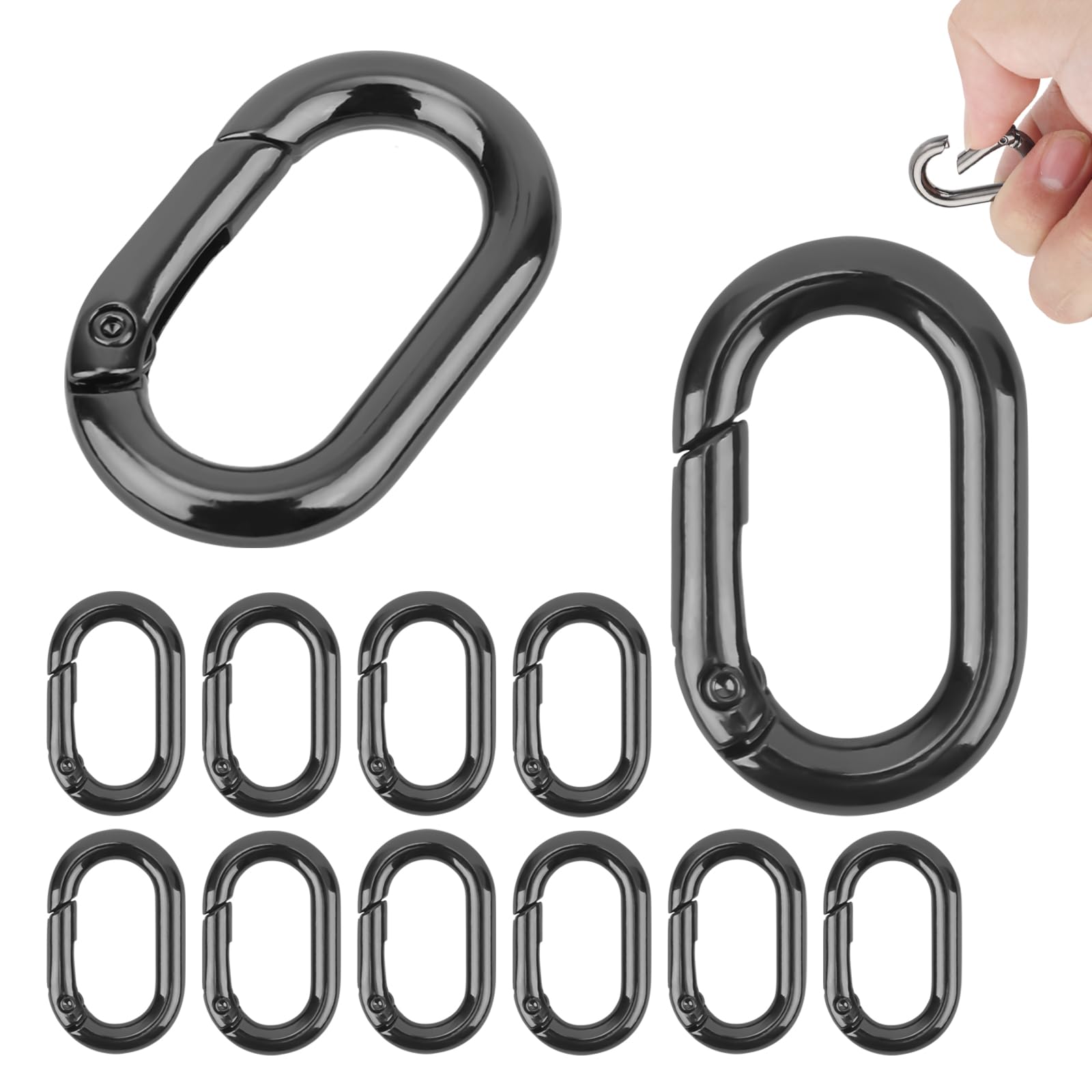 12 Pcs Carabiner Clip, Mini Carabiner Clip for Keys Heavy Duty Spring Snap Hook Small Metal Spring Oval Rings Round Carabiner for Outdoor Camping Hiking Fishing Key Chain