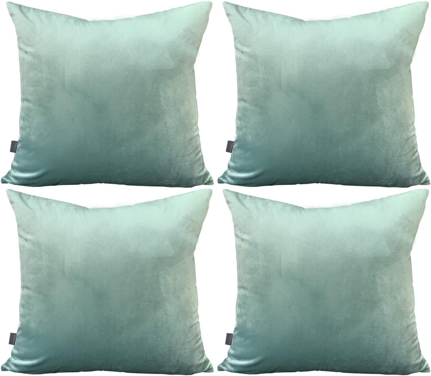 4 Pack Soft Velvet Cushion Covers,Comfortable Decorative Square Throw Pillow Covers for Sofa Bedroom Couch 18 x 18 Inch 45 x 45 cm(Cover Only,No Insert) (Light Green)