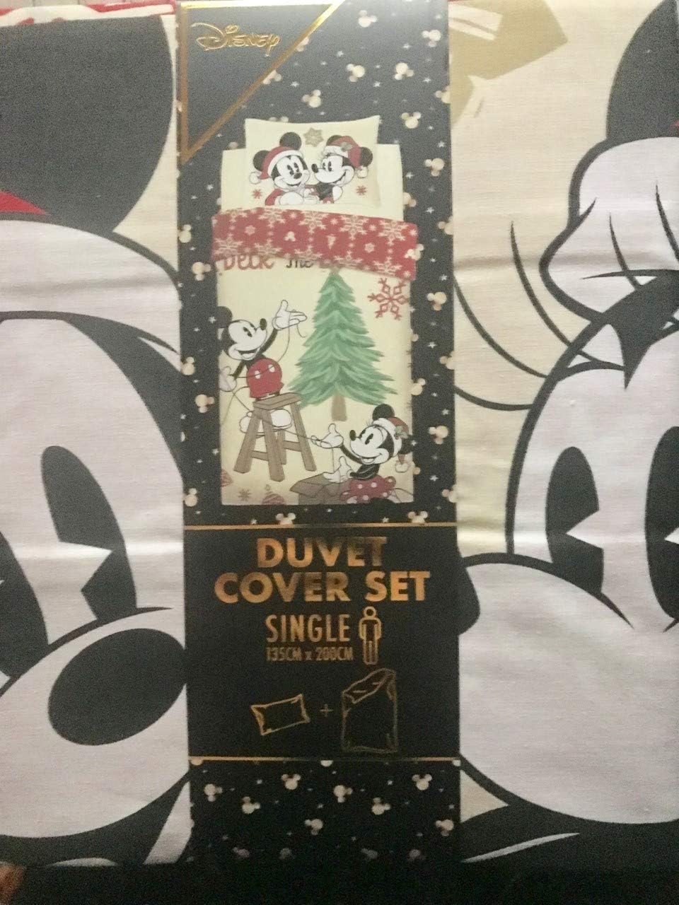 Primark Home Mickey and Minnie Mouse Duvet Cover Christmas Set Single Size 135cm x 200cm Disney